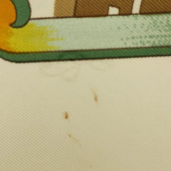 Auth HERMES Carre 90 - White Yellow Multi Scarf - Picture 7 of 9